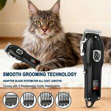 LQT Professional Electric Pet Hair Clippers, USB Rechargeable Trimmer With Digital Display, Powerful Motor Wireless Dog Grooming Set, Low Noise Thick Hair Trimming Tool, Professional Pet Grooming Kit Suitable For Cats And Dogs - View 8