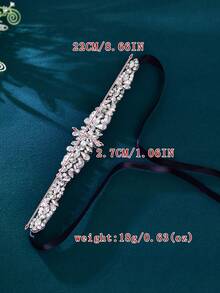 1pc Bridal Wedding Dress Belt, Affordable Rhinestone Waist Belt, Handmade Royal Belt, Halloween Holiday Accessory - Black - View 9