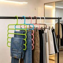 3pcs/Set Multi-Functional 5-Layer Pants Hanger - Durable Plastic Multi-Layer Closet Storage Rack, Suitable For Clothes, Shirts, Etc. - Multi-Color, Clothing Organization Storage Rack For Pants And Scarves, Non-Slip Space-Saving Closet Organizer, Multi-Layer Scarf And Tie Rack, Portable Closet Clothing Storage Rack, Perfect Hanger For 365 Days Use - Multicolor - View 10