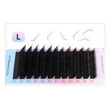 12排 J/L/M/LC/LD/L+ 捲度 0.03/0.05/0.07/0.10mm 厚度 3D 仿貂毛簇裝濃密豐盈捲翹假睫毛 貓眼效果 柔軟輕盈 睫毛接種套裝 長捲睫毛托盤 - 黑色 - 查看 28