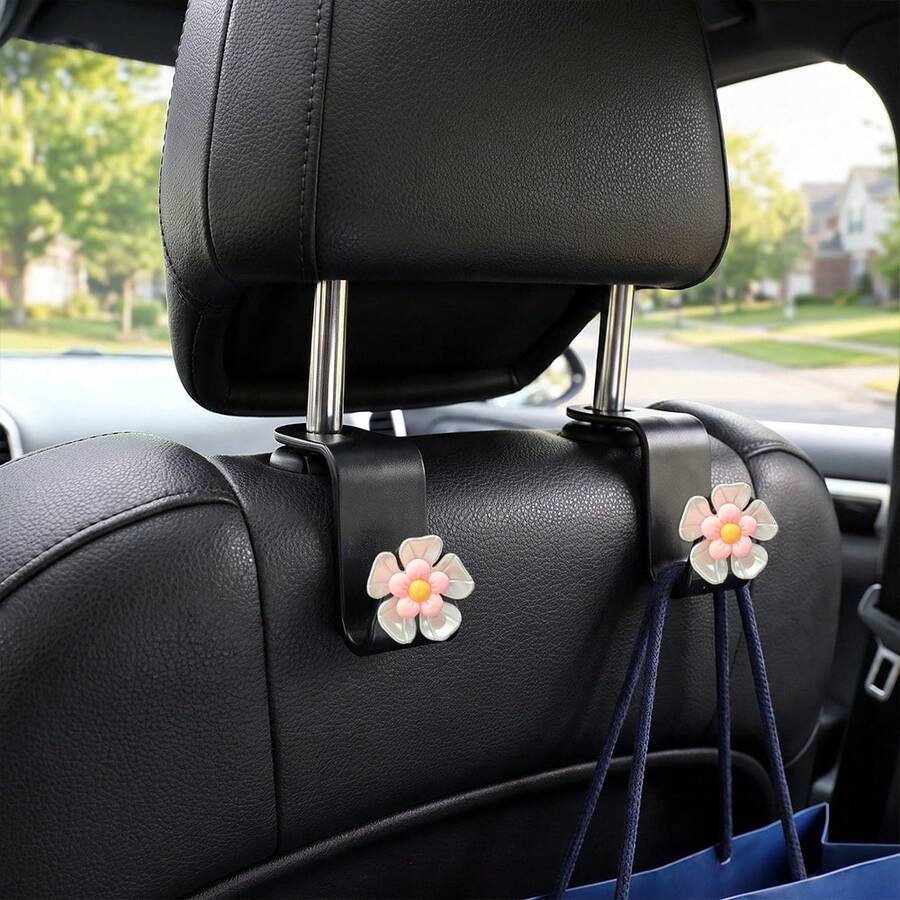 2pcs Double Layer Petal Small Hooks Car Seat Hidden Backrest Hooks Multi-Functional Creative Car Hooks - A - View 1