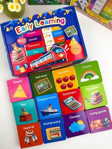 beartale 12 Pcs Early Learning Toddler Board Books Set, First Words Preschool Educational Reading Toy Books Box For Baby Boys Girls, Montessori Toy, Alphabet Numbers Colors Shapes Animals Cognition Board Books Set, Birthday Gift,Early Learning Toys, Christmas - Multicolor - View 3
