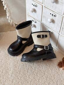 Girls' Cute Boots, Children's Mid-Calf Ankle Boots, Anti-Slip Wear-Resistant Boots - Black - View 5