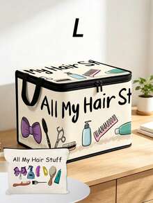 All My Hair Stuff Storage Box With Lid, Foldable Storage Box, Storage Box, Storage Box, Large Capacity, Book Organization, Holiday Gift, Office Organization, Under Bed Storage, Rental Home Organization, Can Be Used For Work, School, Dorm Storage, Back To School, Travel Essentials, Dorm Essentials, Wedding Bride Gift, Mother's Gift, Birthday Gift, Holiday Souvenir, Back To School Gift, Graduation Gift - Multicolor - View 15