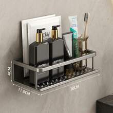1pc Bathroom Storage Rack, Wall-Mounted No-Drill Towel Rack Organizer, Suitable For Bathroom/Balcony/Kitchen, Multi-Functional Home Storage Rack, Home Bathroom Decor, Bathroom Storage Organizer, Autumn Decor, Back To School Decor - White - View 9