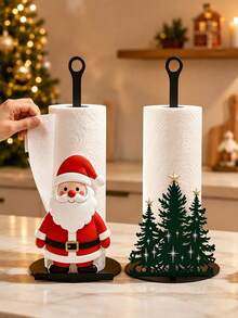 Christmas Decor Kitchen Paper Towel Holder - Desktop Countertop Roll Holder (Combines Display And Storage Functions), Fun Santa Claus Design, Suitable For Kitchen, Bathroom, Living Room And Dining Room, Decorative Ornament To Create A Cozy Christmas Atmosphere - Multicolor - View 1