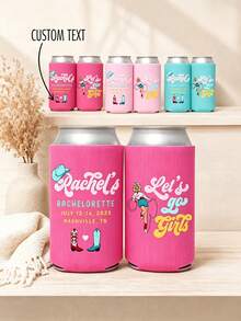 1pc Customized Text Beverage Sleeves, Personalized Name Beverage Cup Covers, Can Lid Insulation Covers, Beverage Cold Preservation Sleeves. - Multicolor - View 2