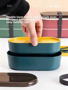 1pc Practical Portable Student Lunch Box, Multi-Compartment Large Capacity Bento Box With Utensils, Food Storage Container, Suitable For Back To School, Daily School Use, Ideal Gift For Graduation, New Year, School Essential - Multicolor 2 - View 10