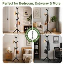 Coat Rack. A Modern, Minimalist Coat Rack Featuring A Tree-Branch Design. This Freestanding Unit Is Suitable For The Bedroom; It Is A Space-Saving, Floor-Standing Solution Ideal For Organizing Items Such As Hats, Scarves, And Handbags. - Multicolor - View 9