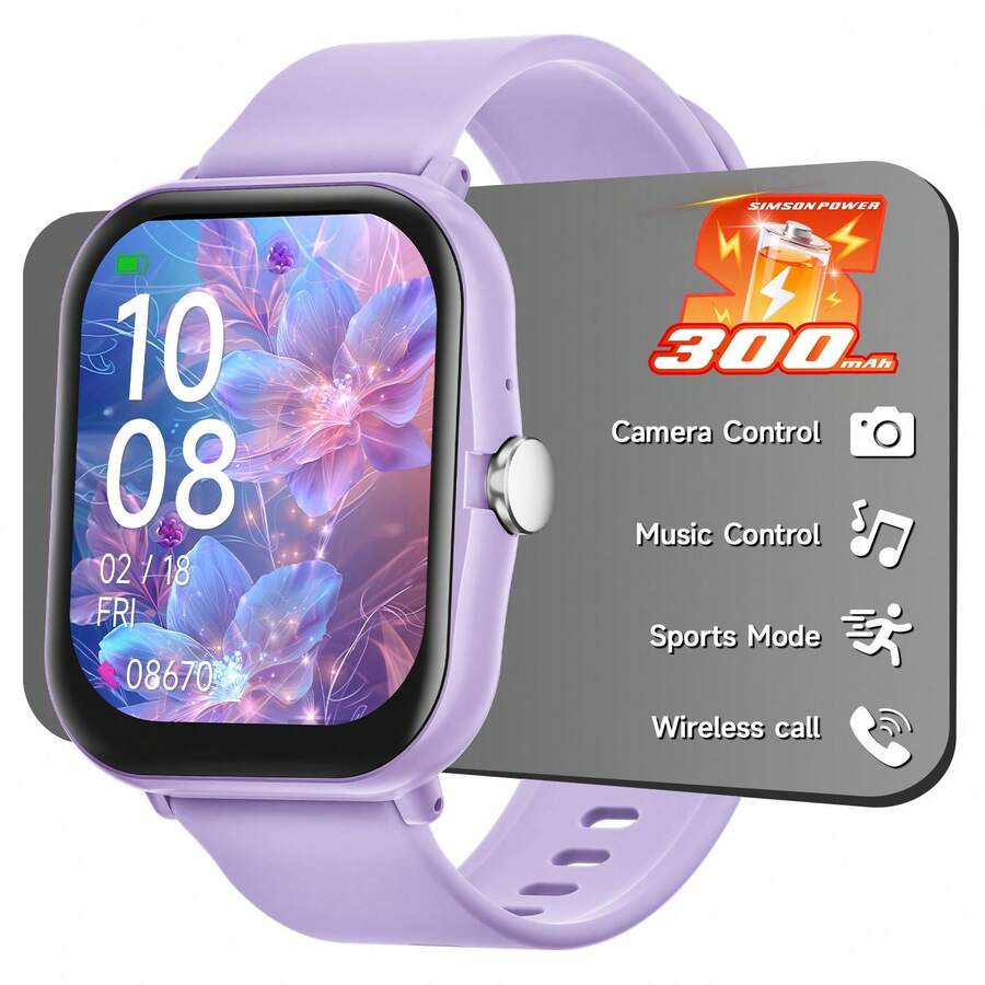 1 pieza Reloj inteligente unisex con pantalla completa HD, correa de silicona suave, llamadas inalámbricas, múltiples modos deportivos, notificación de mensajes, seguimiento de fitness, seguimiento de calorías y distancia, control de música, cámara remota, estilo deportivo, adecuado para fiesta de la Copa del Mundo - Multicolor - Ver 1