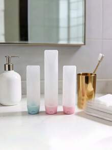 3 piezas Botellas dispensadoras de tubo suave invertido, uso portátil para viajes, botellas recargables multicolor, adecuadas para limpiador facial, loción y artículos de tocador, esenciales para viajes de negocios, viajes y dormitorios de estudiantes, juego de botellas de viaje - Multicolor - Ver 3
