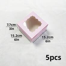 5pcs Square 6*6*3 Inch Transparent Window Gift Boxes, Foldable Cardboard Display Boxes For Desserts, Gift Packaging, Available In White, Kraft, Pink, Gold, Suitable For Halloween, Christmas Candy Packaging, Wedding, Birthday, Holiday And Small Gift Dessert Storage And Packaging - Multicolor - View 10