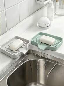 Self-Draining Silicone Soap Dish, No-Drill Wall-Mounted Soap Holder, Slanted Drainage Design For Quick Drying And No Water Accumulation, Space-Saving, Suitable For Bathroom, Kitchen, Vanity, Sink, Non-Slip Base, Gift For Homeowners And Renters - Multicolor - View 3