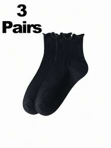 1 Pair/3 Pairs/6 Pairs Thin Cuffed Ankle Socks, Cute Fresh Ruffle Edge Socks For Women, Spring & Autumn - Multicolor - View 5
