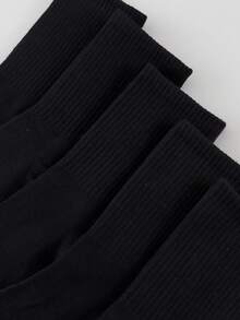 1/5/10 Pairs Of Pure Black Basic Mid Tube Men's Socks, Breathable, Sweat Absorbing, Versatile Sports Socks, Business Commuting Socks For All Seasons - Black - View 6