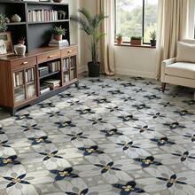 1 Roll French Gilded Floral Marble Mosaic Self-Adhesive Floor Sticker, 30 X 120Cm Vinyl Peel And Stick Removable Waterproof Non-Slip Wear-Resistant Seamless Floor Decal, Floor Renovation For Entryway Living Room Kitchen Bathroom, Renter-Friendly - Marble Inlay - View 11
