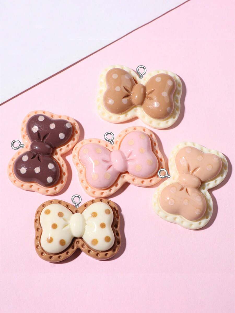 10/20/100pcs Cute Bow Heart Resin Jewelry Accessories DIY Cream Glue Small Charms For Handmade Bracelets Keychains Necklace Pendants - Bow - View 1