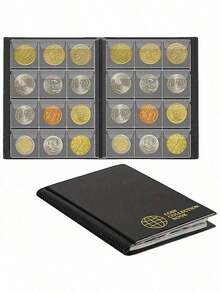 1pc 120-Pocket Navy Blue Coin Collection Album, PVC Transparent Divided Pages With Labels, For Storing And Organizing Commemorative Coins From Various Countries, Birthday Gift, Holiday Commemorative Collection Item - A - View 9