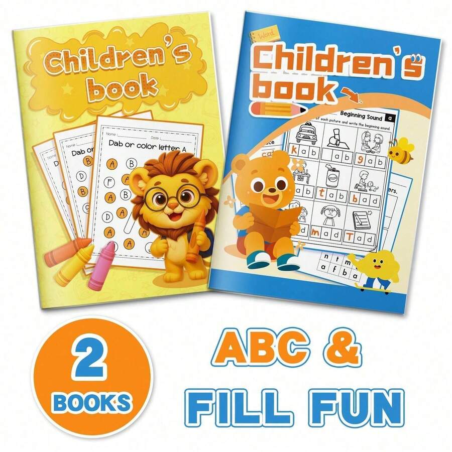ABC Alphabet Learning & Phonics Practice Notebooks, Letter Recognition, Beginning Sounds, Letter Sound Identification, Picture Matching, Dab & Color Activities, Early Reading Skills, English Learning Activities, Home Classroom Back To School Supplies - ABC & Phonics Practice - View 1