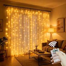 Lampu Hias Tirai LED 3/6m Bertenaga Baterai AA 8 Mode Lampu Hias Peri Dekorasi Natal untuk Kamar Tidur dan Rumah - Lampu tirai kotak baterai AA - View 2