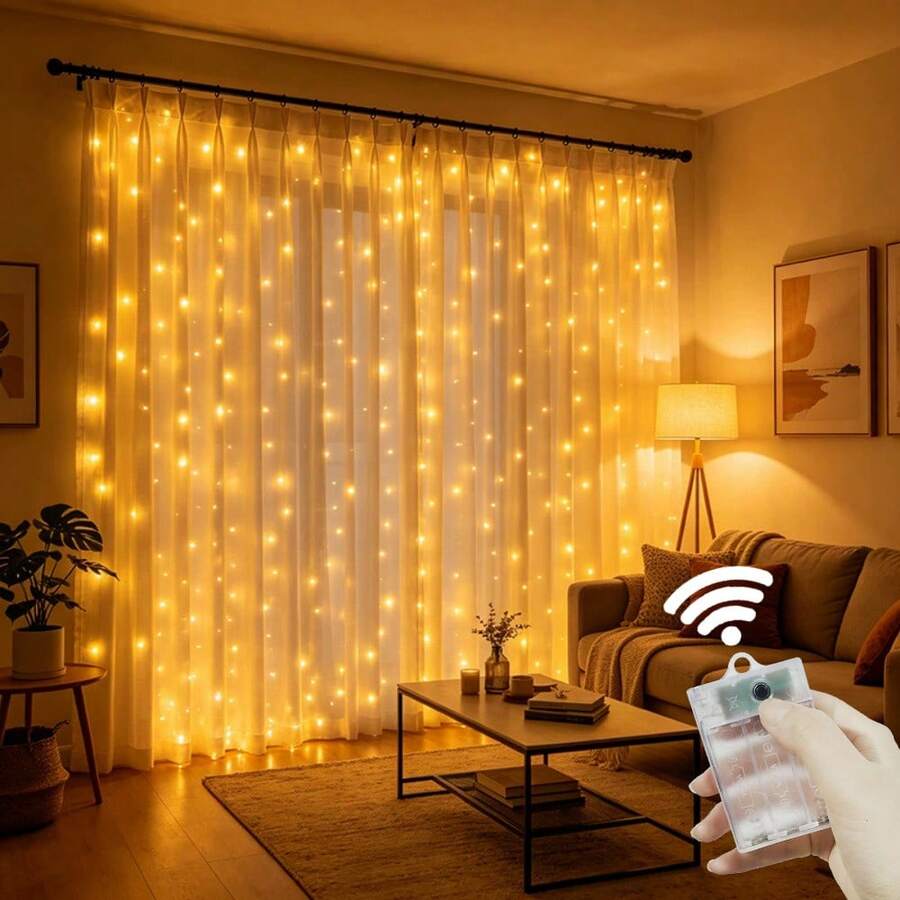 Lampu Hias Tirai LED 3/6m Bertenaga Baterai AA 8 Mode Lampu Hias Peri Dekorasi Natal untuk Kamar Tidur dan Rumah
