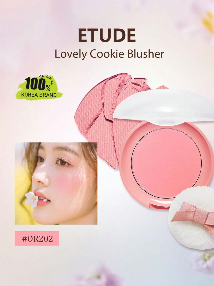 ETUDE Lovely Cookie 腮紅 OR202 甜珊瑚糖果色,細緻粉末,質地滑順,自然紅潤,持久顯色,提亮膚色,日常妝容,少女風韓系妝容,4g/0.14oz - OR202 Sweet Coral Candy - 查看 1