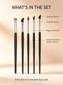 4pcs Multi-Function Eye Makeup Brush Set, Angled, Flat And Sickle-Shaped Makeup Brushes, Suitable For Under Eye Shadow, Lower Eyelash Line And Eyelid Makeup Detail Brushes - Multicolor - View 2