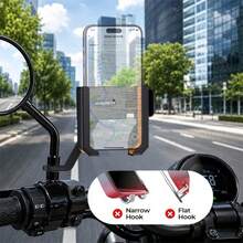 Motorcycle And Electric Scooter Phone Mount, One-Click Locking With Memory Clip, Strong Stable Anti-Shake Design, 360° Rotating Universal Riding Navigation Bracket - Multicolor - View 7
