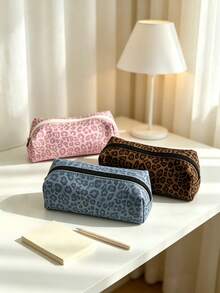 Leopard Print Pencil Case/Stationery Storage Bag, Travel Organizer Bag - Multi-Functional Large Capacity Design, Can Store Office Supplies, Also Used As Creative Multi-Purpose Pencil Case Or Portable Travel Makeup Bag, Suitable For Students And Adults Daily Use. - Multicolor - View 4