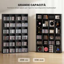 Multimedia-opbergkast voor 456 cd's/336 dvd's - houten boekenkast met verstelbare planken, 89 x 130,5 cm, zwart - A - Bekijken 6