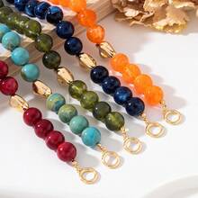 Deep Olive Green Textured Beaded OT Clasp Necklace - Green - View 3