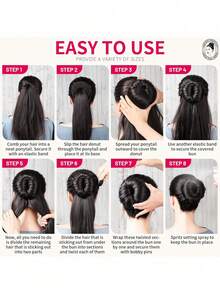 Hair Donut Bun Maker, Ring Style Bun, 1pc Chignon Hair Medium Doughnut Shaper For Short And Thin Hair - Coffee Brown - View 4