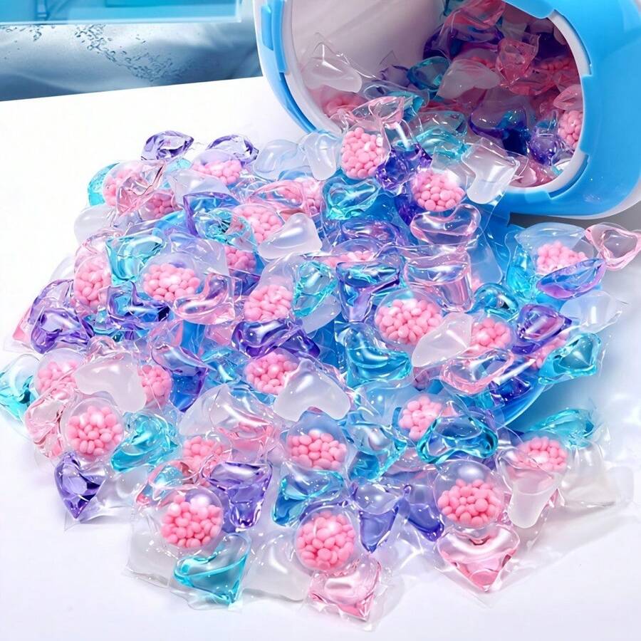 1 Box 50/100/200pcs/5D Laundry Beads, Long-Lasting Fragrance Detergent, High-Efficiency Concentrated Laundry Cleaner, Essential Laundry Sheets For Home And Laundry Room - Liquid - View 1