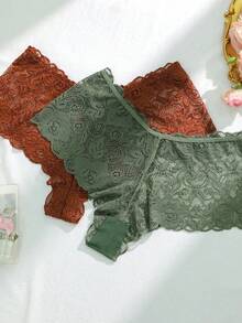6pcs Women's Comfortable Lace Patchwork Plus Size Panties - Multicolor - View 4