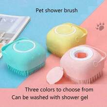 1pc Summer Pet Bath Brush, Silicone Massage Rubber Grooming Tool With Shampoo Reservoir, Suitable For Dogs And Cats - View 5