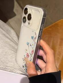 Pink & Blue Ditsy Floral TPU Transparent Pattern Phone Case Compatible With Apple 18/18Pro/18ProMax/17/17Pro/17ProMax/16/16Pro/16ProMax/15/15Pro/15ProMax/14/14Pro/14ProMax/13/13Pro/13ProMax/12/11 Fashionable Fresh Design Shockproof Minimalist Full Coverage Protective Cover High-Quality Shock-Absorbing Durable Gift For Friends Women's Daily Essential Phone Accessory - Clear - View 3