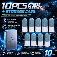 10 buah Sarung Jari Gaming Warna Cerulean dengan Kotak Penyimpanan Logam, Anti Keringat, Anti Selip, Pelindung Jempol Layar Sentuh, Sarung Jari Sensitif Bernapas untuk Gaming Mobile COD FPS - MultiWarna - View 1