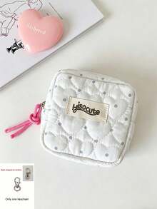 Polka Dot Heart Mini Square Sanitary Pad Storage Bag, Polka Dot Pattern Mini Cosmetic Bag Sanitary Pad Storage Pouch, Women's Coin Purse, Multi-Functional Portable Toiletry Bag Wallet - Multicolor - View 15