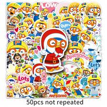 50pcs Pororo Doodle Stickers Personalized Cartoon Korean Animation Children Decoration Water Bottle Phone Case Stickers - Multicolor - View 4