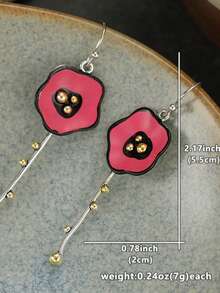 Women's Color-Block Oil Drop Long Hook Earrings, Suitable For Daily Wear, Dates, Spring Outings, Draping Earrings - Silver - View 6