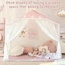 Pink Children's Play Tent, Large Indoor Playhouse Tent, Princess-Themed Children's Playhouse, Suitable As A Gift For Girls' Birthdays And Christmas - Pink - View 9