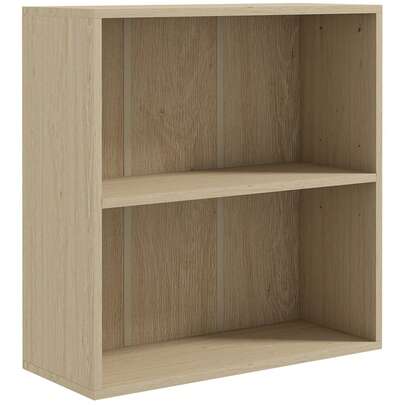 Estantería con 2 compartimentos y balda regulable, 60 x 24 x 63 cm, efecto madera natural.