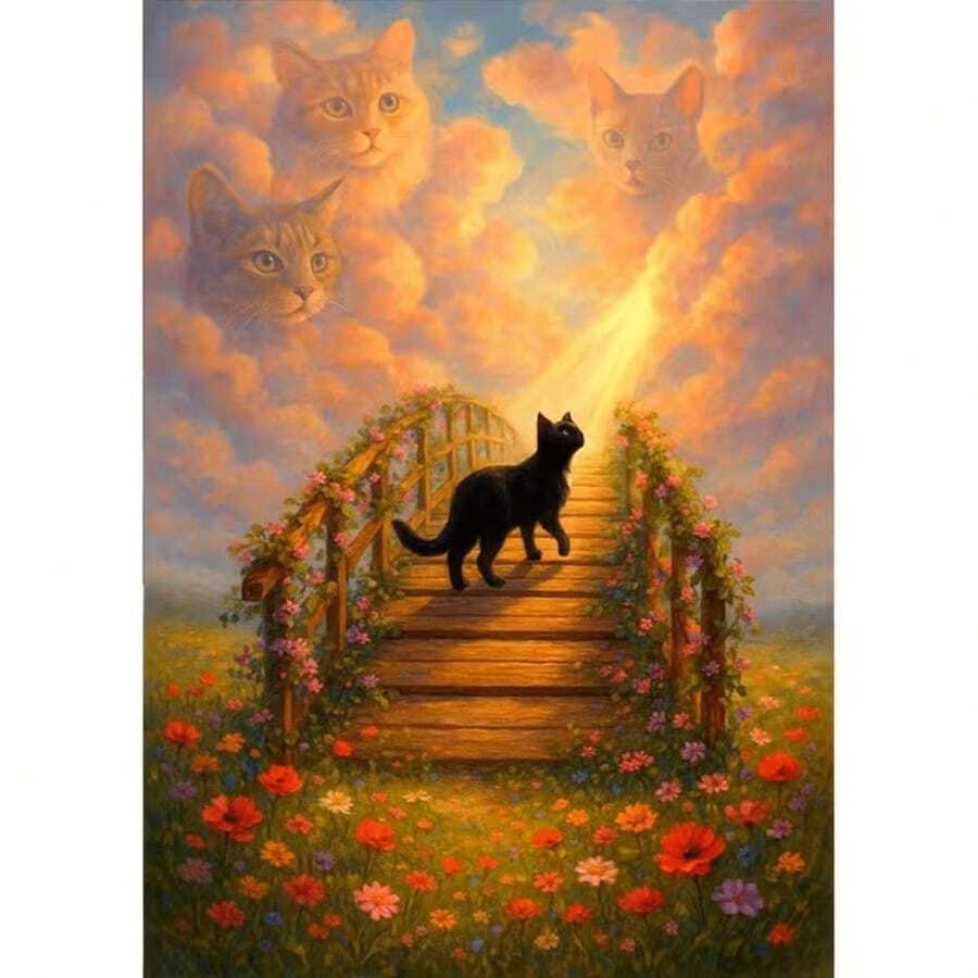 1PC DIY 5D Diamond Painting Kit Cat Pattern - Round Full Diamond Art Mosaic Craft, Home Wall Decor, Unframed - No Frame - View 1
