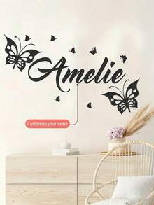 Custom Designed Classic Butterfly & English Letter Wall Decals, Suitable For Bedroom, Living Room, Study And Dining Room Decoration, Self-Adhesive Removable PVC Wall Stickers - Multicolor - View 12