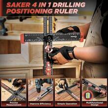 1pc 2-In-1 Drill Positioning Ruler, Combination Square, T-Square, Cabinet Hardware Positioning Clamp, Drawer Installation Woodworking Tool, 4-In-1 Drill Positioning Ruler, 35cm Long, Multi-Function Cabinet Hardware Positioning Clamp, Metric T-Square, Black Marking Gauge Tool - A - View 2