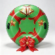 120CM Christmas Wreath Inflatable Snow Tube, Thickened PVC Adult Snow Sled Ring, Winter Outdoor Snow Field Play Prop - Multicolor - View 2
