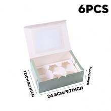 3/6/10/14/16pcs Light Green Paper Cupcake Boxes, Light Green Paper Dessert Packaging Boxes With Transparent Window And Cupcake Liners, Rectangular Solid Color Candy Boxes, Suitable For Cupcakes, Cookies, Candies, Birthday Party Supplies - Multicolor - View 8