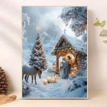 1PC DIY 5D Diamond Painting Kit Jesus Birth Pattern - Round Full Diamond Art Mosaic Craft, Home Wall Decor, Unframed - No Frame - View 2