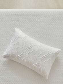 1 buah Sarung Bantal Berumbai Motif Geometris Putih, Sarung Bantal Dekoratif Bertekstur Modern dari Poliester, Cocok untuk Semua Musim, Dekorasi, Dapat Dicuci dengan Mesin, Tidak Termasuk Isian - Putih - View 1