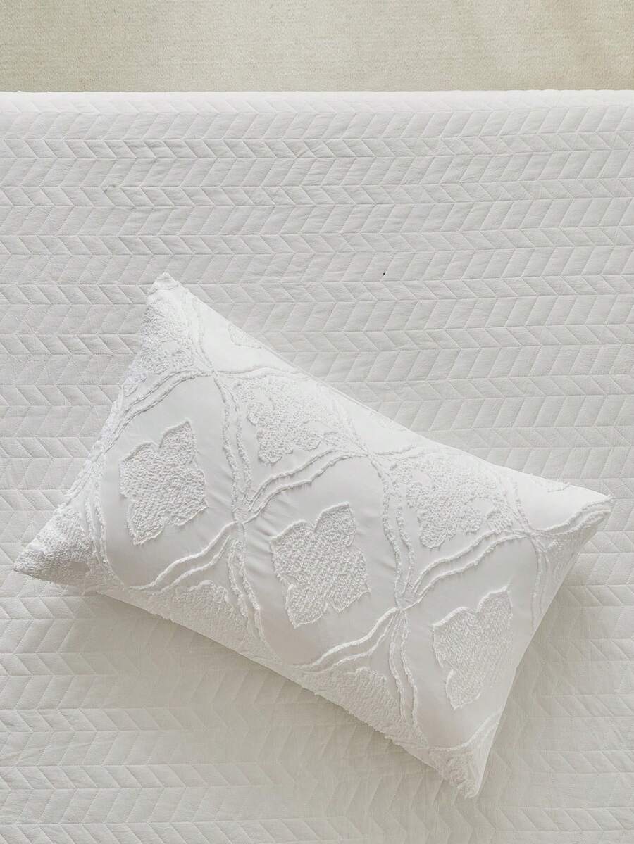 1 buah Sarung Bantal Berumbai Motif Geometris Putih, Sarung Bantal Dekoratif Bertekstur Modern dari Poliester, Cocok untuk Semua Musim, Dekorasi, Dapat Dicuci dengan Mesin, Tidak Termasuk Isian - Putih - View 1